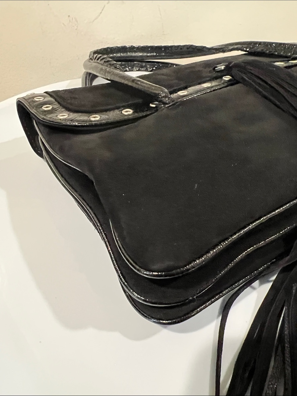 Dolce & Gabbana Black Suede Fringe Shoulder Bag - Picture 13 of 17